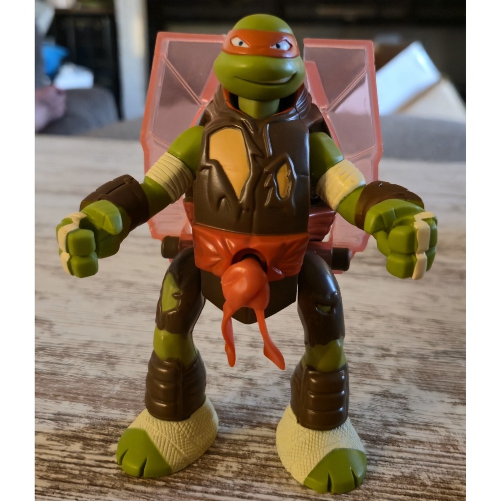 TMNT Michelangelo Action Figure 2013 Viacom Orange Mask Pink Shell Backpack 5in